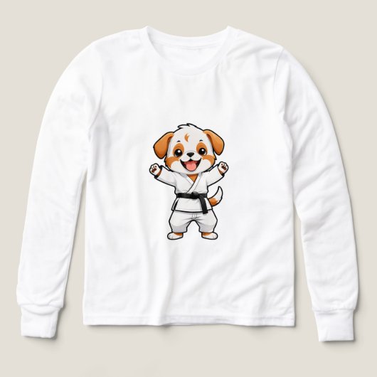 空手着の喜ぶキャラクター子犬 (デザイン正面)
