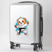 空手着の喜ぶキャラクター子犬 シール (スーツケース)
