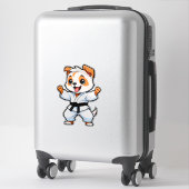 空手着の喜ぶキャラクター子犬 シール (スーツケース)