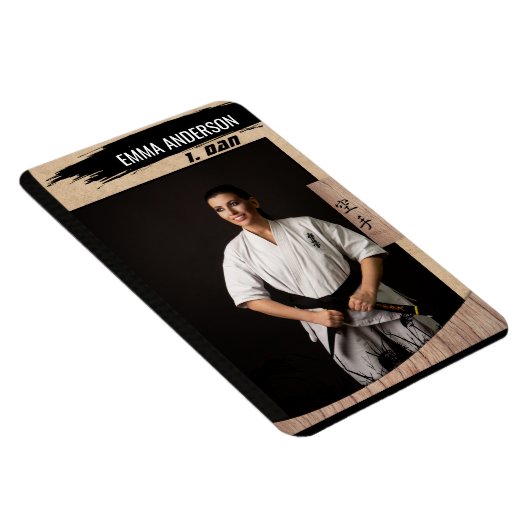 空手素朴黒帯木材トレーディングカード マグネット (右側)