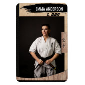 空手素朴黒帯木材トレーディングカード マグネット (縦)