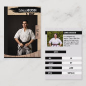 空手素朴黒帯木材トレーディングカード 名刺 (正面/裏面)