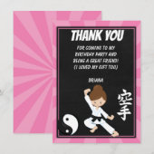 空手茶色髪の女の子のパーティー感謝カード 招待状 (正面/裏面)