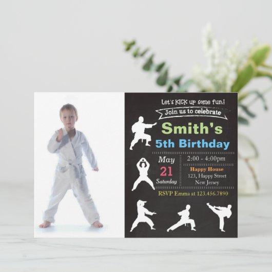 空手誕生日招待状 招待状 (スタンド正面)