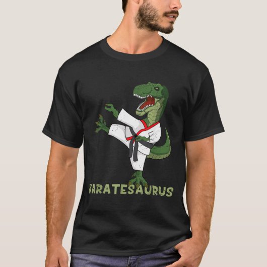 空手道の恐竜 カラテサウルス T-Rex グラフィック Tシャツ (正面)