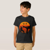 空手道着と日の丸の二人の空手家 Tシャツ (正面フル)