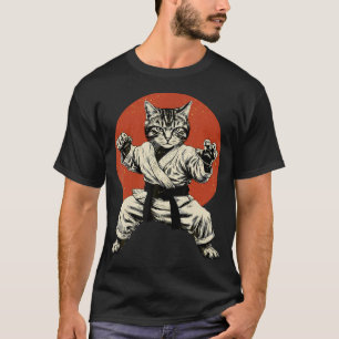空手道 猫 武術 柔道 日の丸 面白い Tシャツ