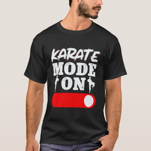 空手黒帯着道着 空手モードオン Tシャツ (正面)
