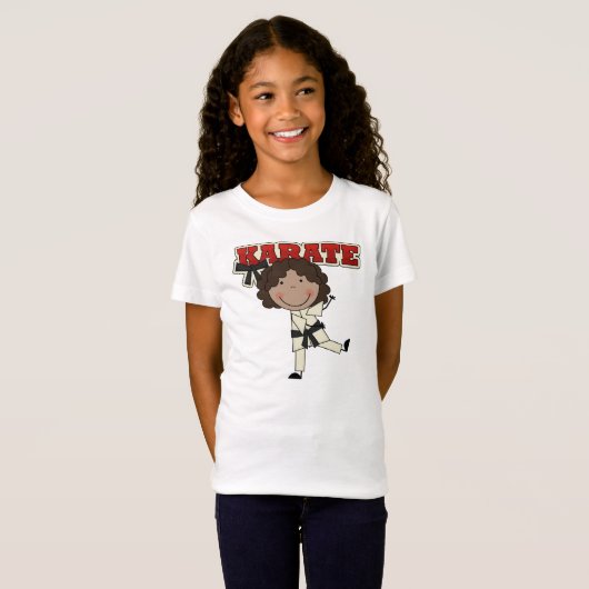 空手-アフリカ系アメリカ人の女の子のTシャツおよびギフト Tシャツ (正面フル)