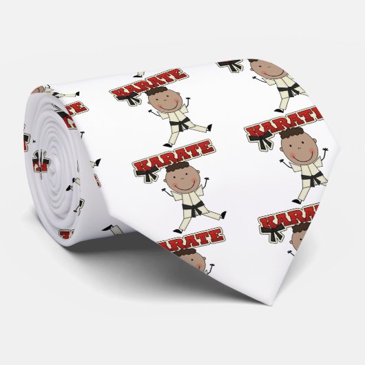 空手-アフリカ系アメリカ人の男の子のTシャツおよびギフト ネクタイ (ロール)