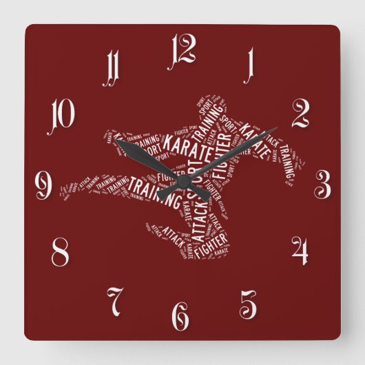 空手 スクエア壁時計 (正面)