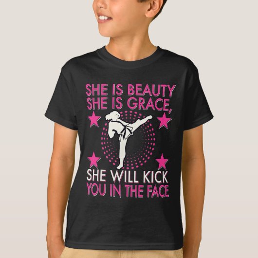 空手 テコンドー 女子 空手 キック Tシャツ (正面)