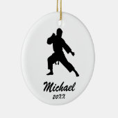 空手/テコンドー/柔道のパーソナライズされたクリスマス セラミックオーナメント (右)