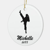 空手/テコンドー/柔道のパーソナライズされたクリスマス セラミックオーナメント (左)