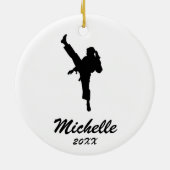 空手/テコンドー/柔道のパーソナライズされたクリスマス セラミックオーナメント (裏面)
