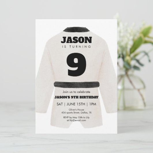 空手・テコンドー 誕生日パーティー招待状 スポーツ 招待状 (スタンド正面)