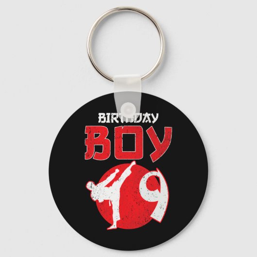 空手 テコンドー 9歳 誕生日 武道 キーホルダー (正面)