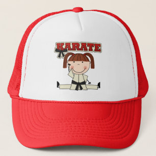 空手-ブルネットの女の子のTシャツおよびギフト キャップ