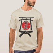 空手 - 鳥居と太陽、そして漢字 Tシャツ (正面)