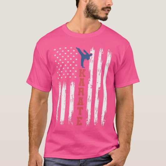 空手Mma武術アートヴィンテージアメリカ国旗L Tシャツ (正面)
