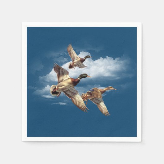 空挺型アヒルが青 スタンダードカクテルナプキン (正面)