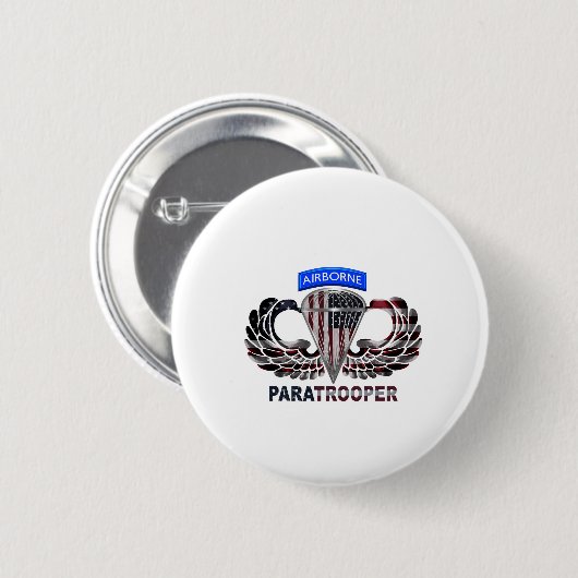 空挺翼とパラトロオペルを持つ米国国旗 缶バッジ (正面&裏面)