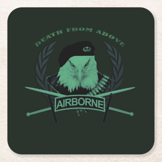 空挺軍軍隊スタイル スクエアペーパーコースター (正面)