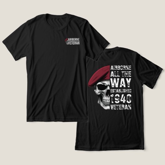 空挺部隊オール・ザ・ウェイ・ベテランのドクロ トライブレンドTシャツ (デザイン正面&裏面)
