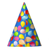 空数々の青の美しい色の風船 パーティーハット (裏面)