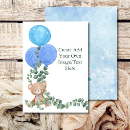 空欄にあなた自身の言葉を入れて オーボーイ クマ 風船 ユーカリ 招待状