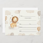 空欄にライオンbirtdhay少年を記入 招待状 (正面/裏面)