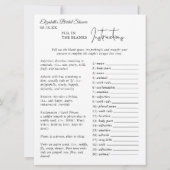 空欄にラブストーリーを埋める |ブライダルシャワー カード (裏面)