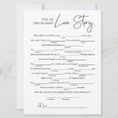 空欄にラブストーリーを埋める |ブライダルシャワー カード (正面)