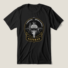 空母作戦ベテランマリタイムエンブレム トライブレンドTシャツ