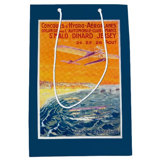 空気および水ポスターの浮遊物の飛行機の眺め ミディアムペーパーバッグ (正面)