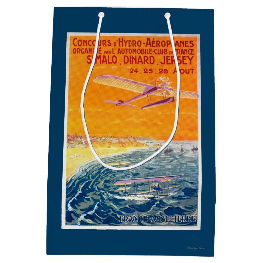 空気および水ポスターの浮遊物の飛行機の眺め ミディアムペーパーバッグ (裏面)