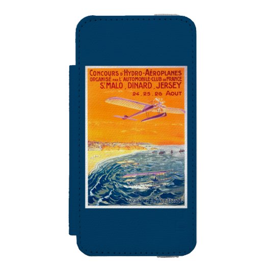 空気および水ポスターの浮遊物の飛行機の眺め INCIPIO iPhoneウォレットケース (フォリオ 正面)