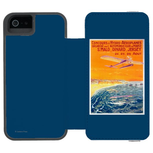 空気および水ポスターの浮遊物の飛行機の眺め INCIPIO iPhoneウォレットケース (フォリオオープン)