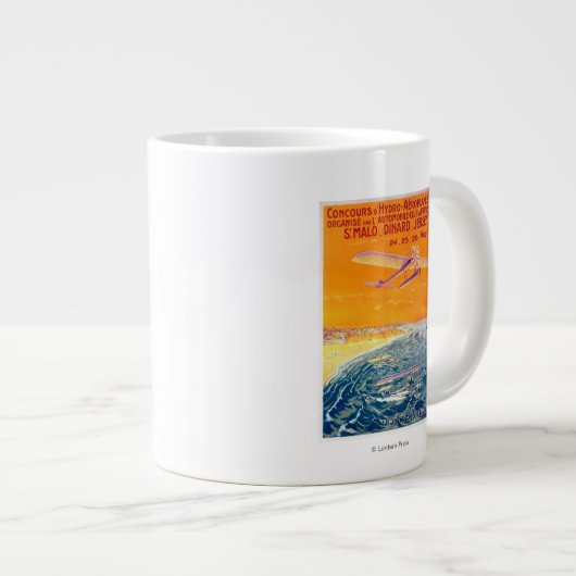 空気と水の浮き飛行機のポスターの表示 ジャンボコーヒーマグカップ (正面右)