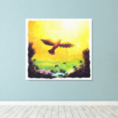 空気に絵画浮かぶ水色のヴィンテージ キャンバスプリント (インサイチュ (ウッドフロア))