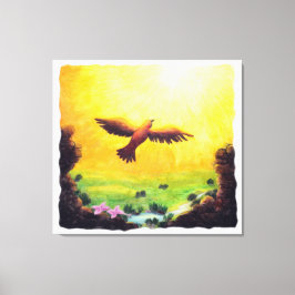 空気に絵画浮かぶ水色のヴィンテージ キャンバスプリント