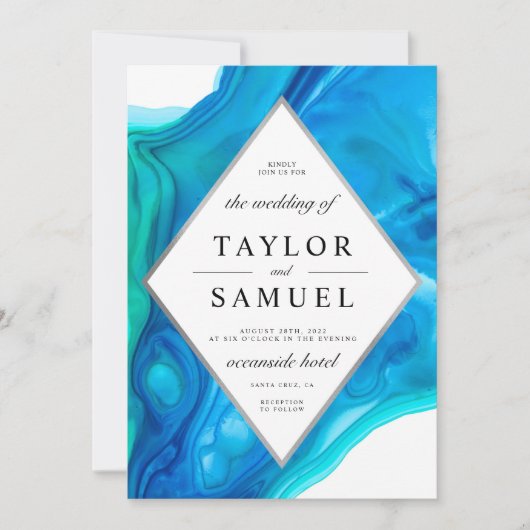 空気のような波のビーチの島の結婚式招待状 招待状 (正面)