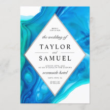 空気のような波のビーチの島の結婚式招待状