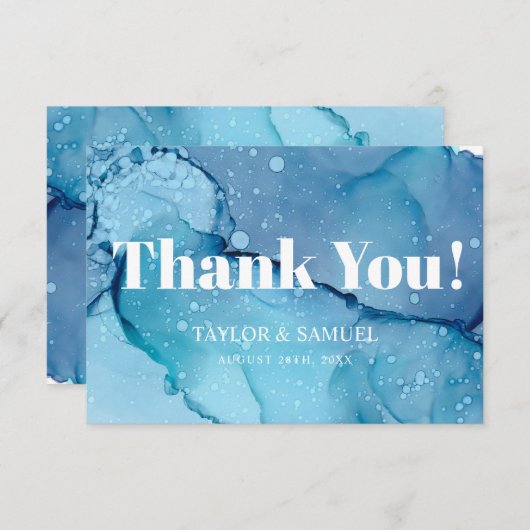 空気のような波の結婚式のサンキューカードV07 サンキューカード (正面/裏面)