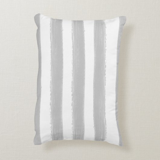 空気のような結婚式3つの写真のコラージュおよび灰色のストライプ アクセントクッション (裏面(縦))