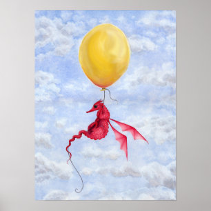 空気のファンタジーのドラゴンの芸術ポスター- ポスター
