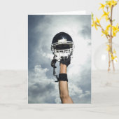 空気のヘルメットを握っているフットボール選手 カード (黄色い花)