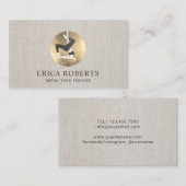 空気のヨガのインストラクターの金ゴールドの円のエレガントな麻布 名刺 (正面/裏面)