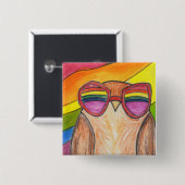 空気の虹のフクロウボタン 缶バッジ (正面&裏面)