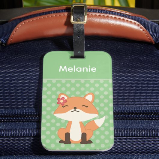 空気を嗅ぐかわいい狐のオーダーメイド ラゲッジタグ (正面インサイチュ2)